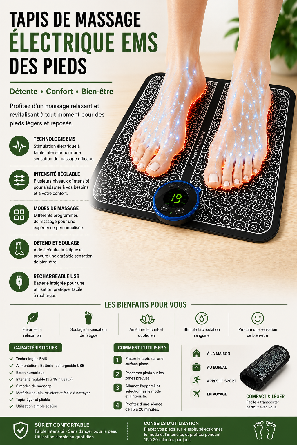 Tapis massage de pieds