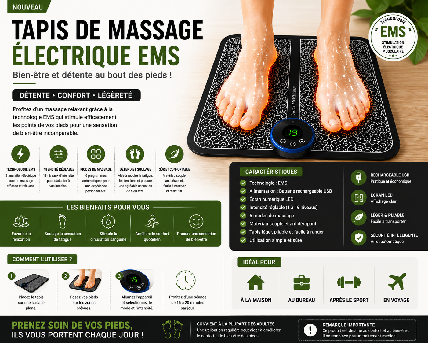 Tapis massage de pieds